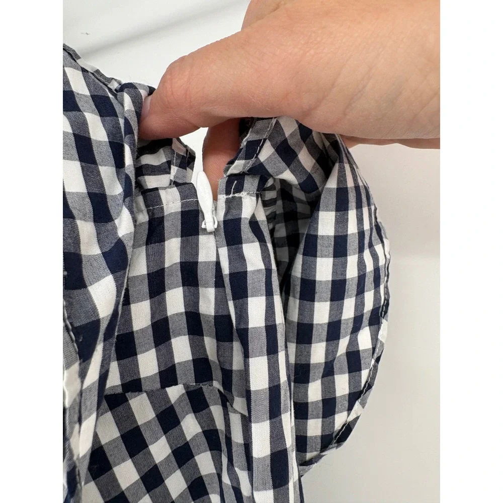 J. Crew Top Womens‎ 14T Blue Gingham One Shoulder Ruffle Asymmetric Cotton
